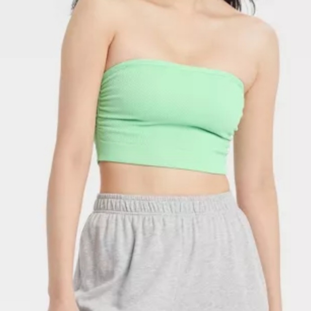 Women's Ruched Rib Bandeau Bra - Picture 2 of 4